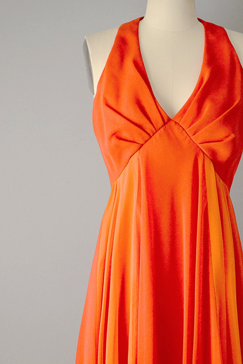 RESERVED: 1970s Gown / 1970’s Chiffon Gown / 1970s Formal Dress / Godd