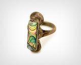 1940s Ring / 1940s Mexican Sterling Silver Ring Abalone Inlay