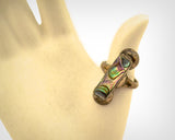 1940s Ring / 1940s Mexican Sterling Silver Ring Abalone Inlay
