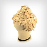 1950s Hat / 1950s Velvet Ivory Leaf & Flower Hat