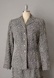 1950s Embroidered Suit / 1950s Embroidered Grey Irish Linen Suit by Utah Tailoring Mills / Size Medium