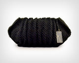 1940s Cordé Purse / 1940s Black Cordé Oversized Clutch with Lucite Pull