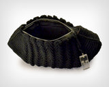 1940s Cordé Purse / 1940s Black Cordé Oversized Clutch with Lucite Pull