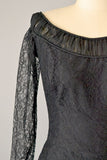1950s Evening Gown / 1950s Ballgown / Black Lace Gown / 1950s Evening Dress / !950s Party Dress / Size Small