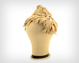 1950s Hat / 1950s Velvet Ivory Leaf & Flower Hat