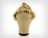 1950s Hat / 1950s Velvet Ivory Leaf & Flower Hat