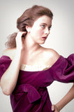 1960s Plum Velvet Regency Sleeved Dress / Purple Velvet gown / Statement Sleeves / Size Small