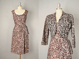 1950s Wiggle Dress / Dress with Matching Bolero / 1950s Dress Set / Bombshell Dress / Size Medium Size Large