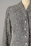 1950s Embroidered Suit / 1950s Embroidered Grey Irish Linen Suit by Utah Tailoring Mills / Size Medium