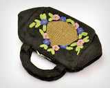 1930s Crochet Purse / 1930’s Black Crocheted Silk Hand-Beaded Belgian Handbag