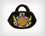 1930s Crochet Purse / 1930’s Black Crocheted Silk Hand-Beaded Belgian Handbag