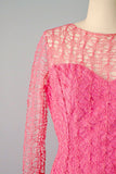 1950’s Grace Poliner Gown / Pink Silk & Raffia Mermaid Dress /  Raffia Dress / 1950s Bombshell Dress /  Vintage Designer / Size Medium