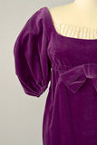 1960s Plum Velvet Regency Sleeved Dress / Purple Velvet gown / Statement Sleeves / Size Small