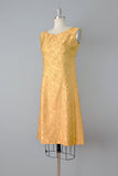 1960s Dress / Hattie Carnegie Gold Cocktail Dress w/ Jacket / 1960s Sheath / 1960s Dress Set / Dress with Provenance / Size Medium