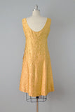 1960s Dress / Hattie Carnegie Gold Cocktail Dress w/ Jacket / 1960s Sheath / 1960s Dress Set / Dress with Provenance / Size Medium