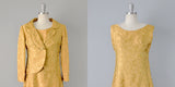 1960s Dress / Hattie Carnegie Gold Cocktail Dress w/ Jacket / 1960s Sheath / 1960s Dress Set / Dress with Provenance / Size Medium