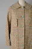 1950s Wool Suit / Brown Houndstooth Wool Suit with Coat / Size Small Medium