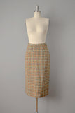 1950s Wool Suit / Brown Houndstooth Wool Suit with Coat / Size Small Medium