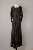 Victorian Dress / 1800s Dress / Dress with Train / Victorian Black Silk Dress with Sequins & Jet Beads / Size Medium