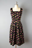 Rare/Designer/ 1950s Rose Print Dress Set By Anthony Blotta // Size Small Medium