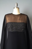 1970s Estevez Dress/ Studio 54 Dress/ Black Chiffon And Rhinestone Gown / Disco Dress/ Size Small