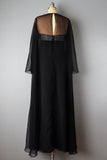 1970s Estevez Dress/ Studio 54 Dress/ Black Chiffon And Rhinestone Gown / Disco Dress/ Size Small