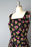Rare/Designer/ 1950s Rose Print Dress Set By Anthony Blotta // Size Small Medium