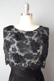 1950s Cocktail Dress By Miss Elliette // 50s Dress / Black Silk and Lace Dress / 1950s Little Black Dress / Size Small