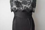 1950s Cocktail Dress By Miss Elliette // 50s Dress / Black Silk and Lace Dress / 1950s Little Black Dress / Size Small