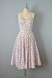 1950s Novelty Print Dress / Floral Print Dress / Umbrella Print / Fit And Flare Dress / Size Extra Small - Small