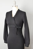 1960s Johnathan Logan Dress / Wool Knit Dress / Little Black Dress / Size Extra Small Small