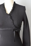 1960s Johnathan Logan Dress / Wool Knit Dress / Little Black Dress / Size Extra Small Small