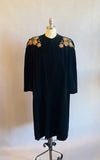1940s Velvet Coat / Black Velvet Duster / Opera Coat / 40s Black Coat / Size Large
