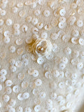 1950s Cream Sequined Cardigan / Beaded Sweater / White Beaded Sweater / Size Medium Large