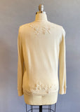 1950s Sequined Cashmere Cardigan / Cashmere Sweater / White Beaded Sweater / Beaded Sweater / Size Medium Large