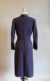 1950s Wiggle Dress / 50s Office Dress / Black And Purple Check Dress / Size Extra Small / Size Small