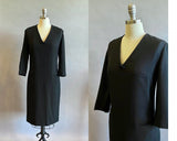 1960s Mr. Blackwell Dress / Designer Vintage / Black Shift Dress  / Size Extra Large Size Large