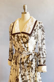 1970s Floral Wrap Dress / S. Eisenberg Dress / Floral Cotton Dress / Size Small