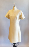 1960s Party Dress / Champagne Silk Shantung Dress / Cocktail Dress / Casual Wedding Dress / Size XL