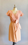 1950's Pink Cocktail Dress / DuBarry Short Formal / 50s Wiggle Dress /Pink Lace Dress / Pink Silk Dress / Size Small
