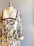 1970s Floral Wrap Dress / S. Eisenberg Dress / Floral Cotton Dress / Size Small