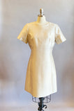 1960s Party Dress / Champagne Silk Shantung Dress / Cocktail Dress / Casual Wedding Dress / Size XL