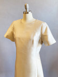 1960s Party Dress / Champagne Silk Shantung Dress / Cocktail Dress / Casual Wedding Dress / Size XL