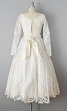 1950s Wedding Dress / Short Wedding Dress / Bridal Dress / Lace Wedding Dress / T-Length Wedding Dress / Size Small Size Extra Small