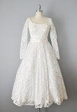 1950s Wedding Dress / Short Wedding Dress / Bridal Dress / Lace Wedding Dress / T-Length Wedding Dress / Size Small Size Extra Small