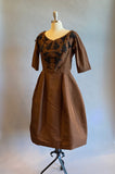 1950s Dress / 1950s Party Dress / 50s Beaded Dress / 1950s Cocktail Dress / 50s Silk Dress / Size Medium - Large