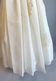 1950's Ivory Wedding Dress/ Silk Organdy Wedding Gown / 50's Wedding Dress With Floral Appliqué / Size Small