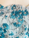 1950's Party Dress / Sheer Floral Print Dress / Dress With Slip / Size Small