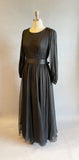 1960's Custom Couture Black Chiffon Dress / Mary Gleason for Bergdorf Goodman /  60's Black Chiffon Gown / Size Large