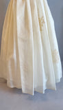 1950's Ivory Wedding Dress/ Silk Organdy Wedding Gown / 50's Wedding Dress With Floral Appliqué / Size Small